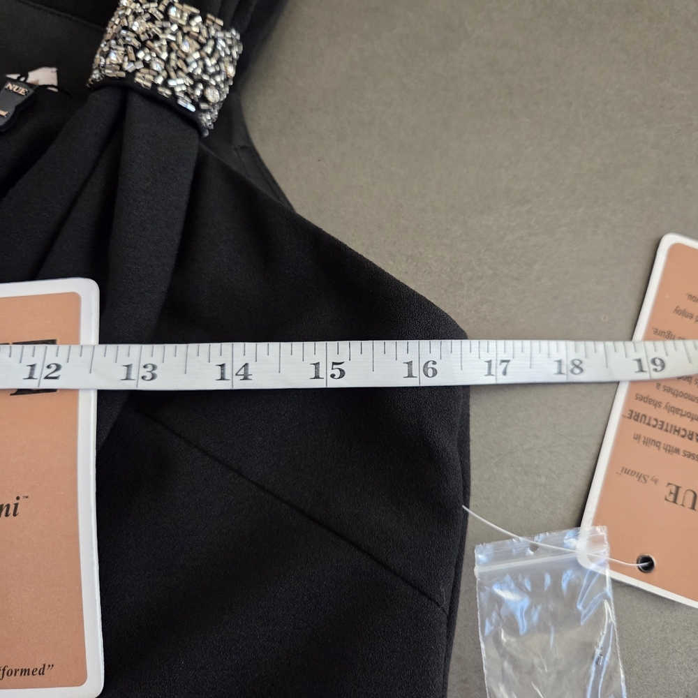 Nue By Shani Black Asymmetrical Sheath Mini Dress Size 6 NWT $290 Embelished - Picture 12 of 13